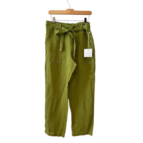 Cynthia Rowley Straight Leg Soft Wash Belted Pants Vintage Green 8 - Picture 1 of 6